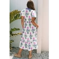 thumbnail image 5 of Women's Elegant White Floral Puff Short Sleeve V Neck High Waist Maxi Dress with Pockets | [ZhiHiMeRi] | (US 12-14)L, 5 of 12