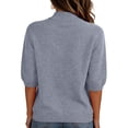 thumbnail image 5 of Garbnen Women Ribbed Shirt Knit Mock Neck Half Sleeve Womens Tops Fitted Fashion Spring Stretch Basic Tunic Sweaters for Women Gray M, 5 of 5
