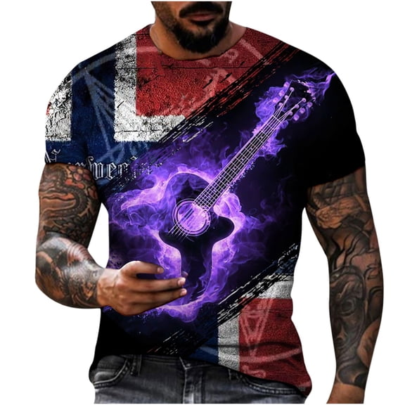 EQWLJWE Men's Short Sleeve Tee Men Casual Round Neck Cool Style 3D Digital Printing Pullover Fitness Sports Shorts Sleeves T Shirt Blouse