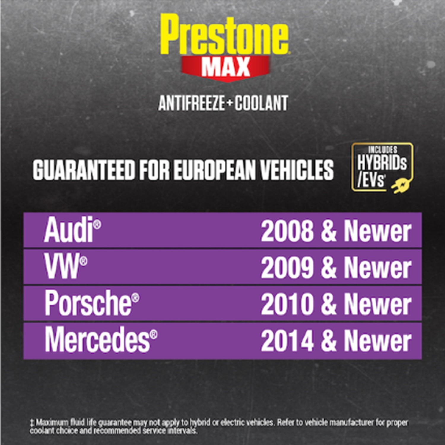 Prestone Max AF6510 Violet Ready to Use Antifreeze Coolant for European Vehicles - Audi, Volkswagen, Porsche, Mercedes