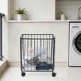 thumbnail image 4 of Rolling Laundry Basket Cart, Black Metal Freestanding Hamper, Large Rectangular Storage Cart for Bathroom Laundry Room, 4 of 14