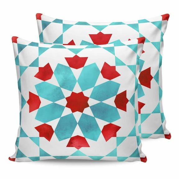 Outdoor Pillow Covers Pack of 2, Abstract Blue Bohemian Ethnic Waterproof Throw Pillowcase Cushion Cases, Vintage Native Tribal Decorative Pillow Cover for Couch Sofa Home Bed Patio