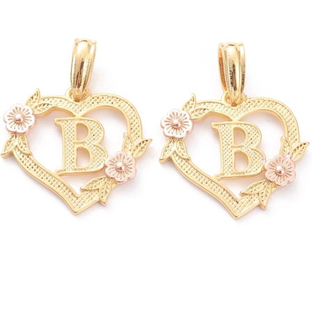1 Pcs Letter B Pendant Charms Real 18K Gold Plated Brass Pendants Heart .B Metal Charms Pendant Pendant Decoration for Women Birthday Festival Elegant Gifts Personalized Jewelry Gold
