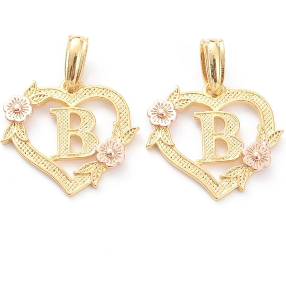 1 Pcs Letter B Pendant Charms Real 18K Gold Plated Brass Pendants Heart .B Metal Charms Pendant Pendant Decoration for Women Birthday Festival Elegant Gifts Personalized Jewelry Gold