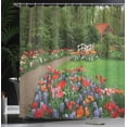 thumbnail image 4 of Ambesonne Floral Shower Curtain, Spring Garden Forest, 69"Wx75"L, Green and Purple, 4 of 5