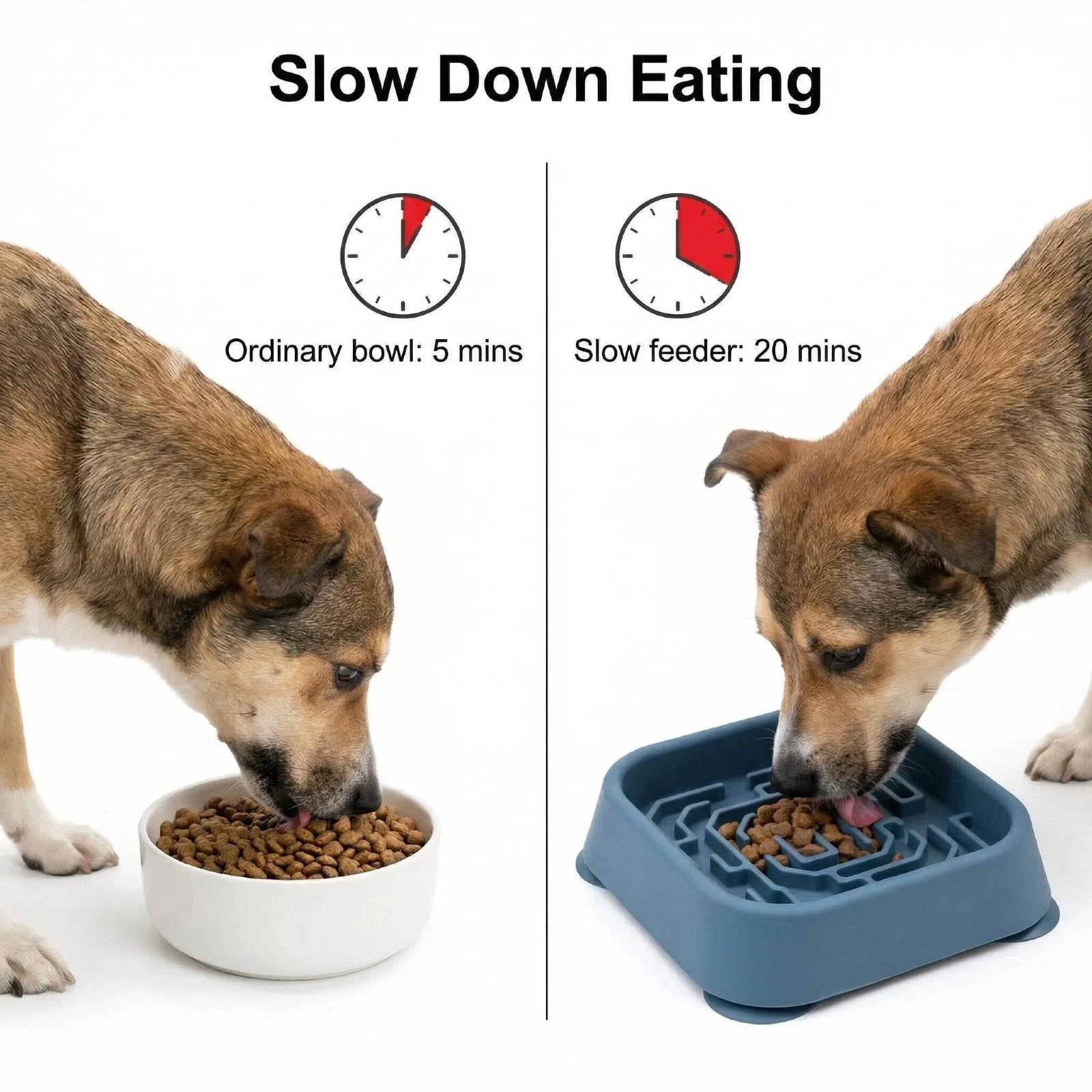 Slow Feeder Dog Bowls, Interactive Silicone Dog Feeding Bowls for Dogs & Cats, Slow Feeder Non-Slip with Suction Cups