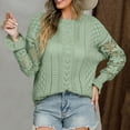 thumbnail image 5 of Lovskoo Sweaters for Women Casual Trendy Solid Hollow Out Pullover Long Sleeve Round-Neck Sweater Green, 5 of 6