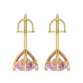 thumbnail image 4 of 4 Ct Round Cut Studs Pink Crystal 14K Yellow Solid Gold Everyday Dainty Earrings Screw Back, 4 of 7