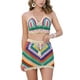 thumbnail image 1 of Conjunto de bikini de 2 piezas para mujer INSPIRE CHIC, top de tirantes con corte en el pecho y falda mini, sets de ganchillo de verano, colorido, talla L, 1 of 6