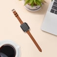 thumbnail image 4 of KOMI Slim Leather Bands Compatible with Apple Watch Band 38mm 40mm 41mm 42mm 44mm 45mm 49mm, Top Grain Leather Watch Thin Wristband for iWatch Ultra SE Series 9/8/7/6/5/4/3/2/1 Brown, 4 of 7