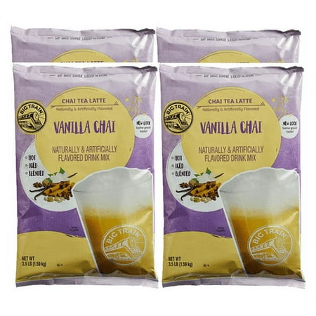 Big Train Vanilla Chai Tea Latte Mix - 3.5 lb, 4 Packs for Café Beverages