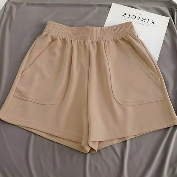 Weiqiqre Workout Shorts Women High Waisted Comfy Pull On Elastic Waist Casual Lounge Summer Sweat Shorts with Pocket