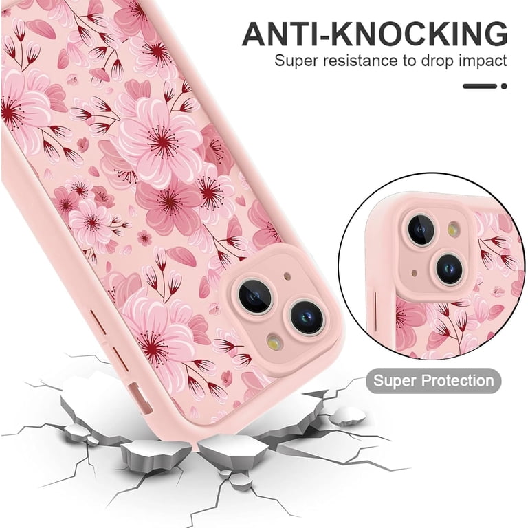 Cute Pink Spring Flower Phone Case for iPhone 15 6.1