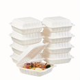 thumbnail image 3 of AMERTEER 25/50pcs  3 Compartment To Go Food Containers  Disposable Take Out Food Containers  To Go Boxes For Food  Clamshell Food Container  Heavy Duty To Go Box  Kitchen Supplies, 3 of 6
