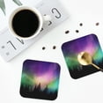 thumbnail image 4 of Vsdgher Northern Lights Print Leather Coasters for Drinks, Durable Drink Coasters 4 Set for Tabletop Protection, Luxurious Home Décor and Housewarming Gift-Square, 4 of 6