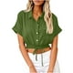 thumbnail image 1 of Vestidos Casuales Para Mujer, Blusas De Mujer De Moda Blusa corta de lino con solapa y botones sueltos para mujer, ropa de trabajo de verano, 1 of 6