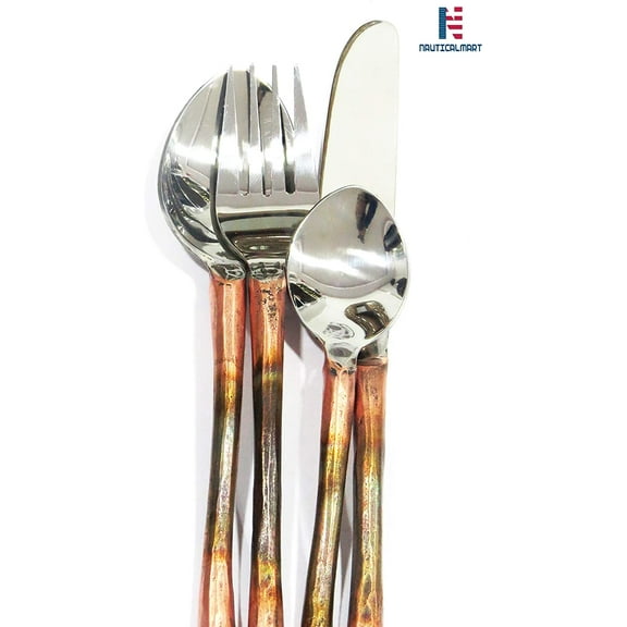 Copper Antique Cultlery Set Stainless Steel Flatware Fork Spoon Utensils for Daily Use and Party Medieval Style
