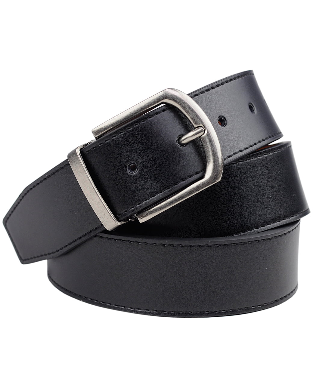 NYFASHION101 Men's Genuine Leather Reversible Belt w/ Vintage Round ...