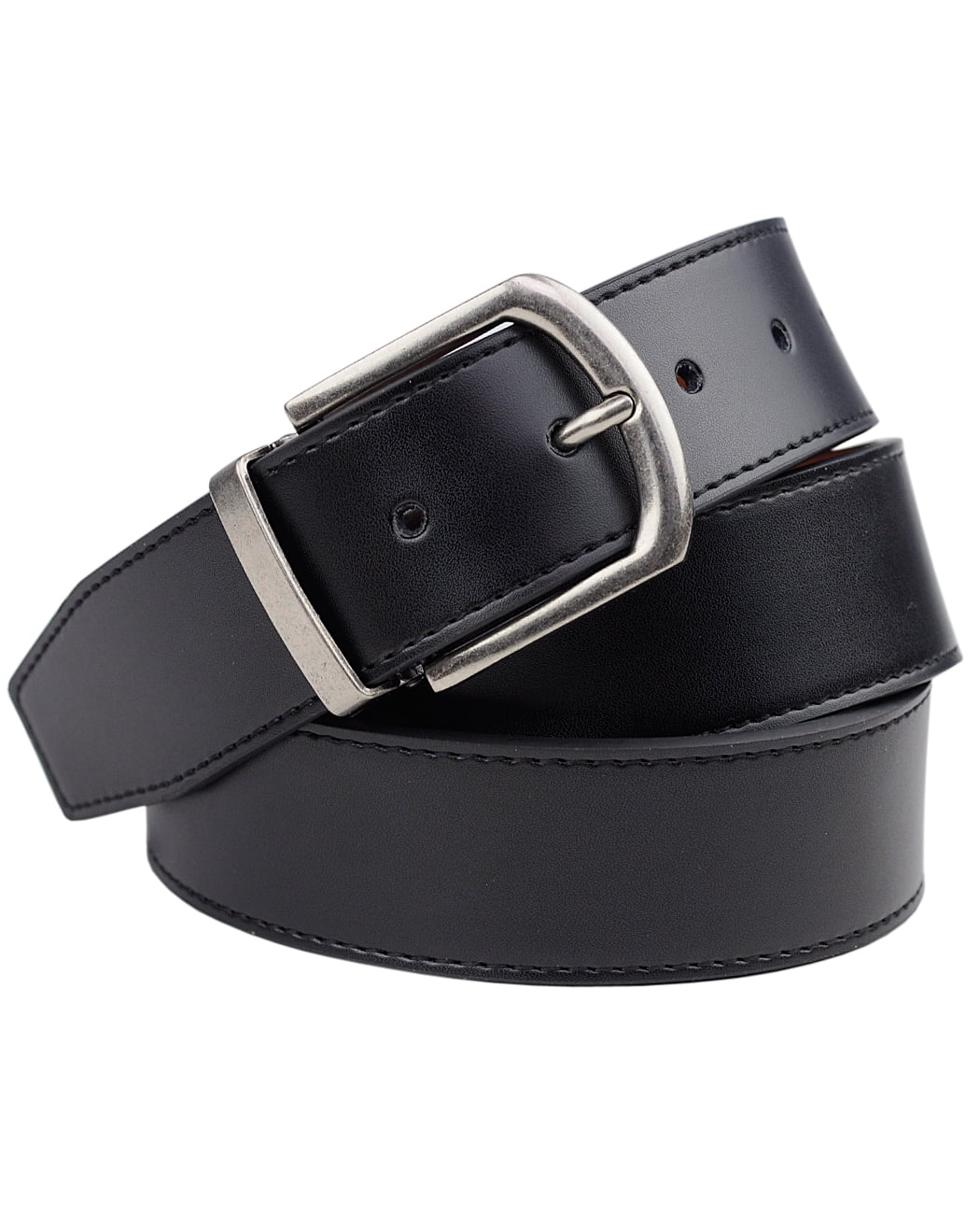 nickel free titanium dress belt buckle modern black Black Dress Belt with Titanium Buckle by Nickel Smart 44 inch / Black / Titanium/Leather main image 0