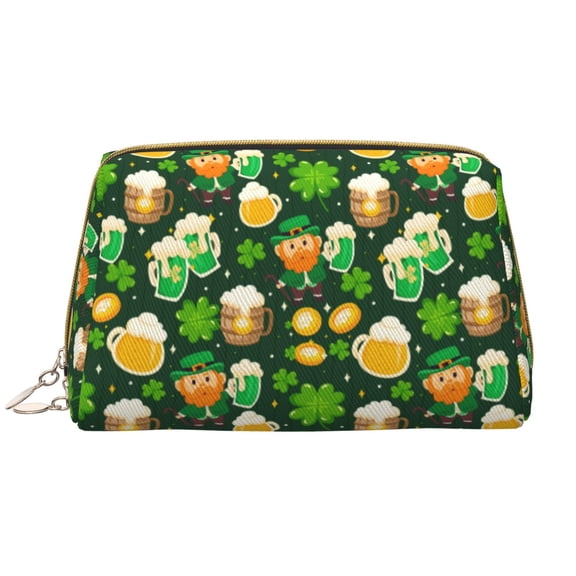 Xecao St Patrick's Day10 Print Fashion Makeup PVC Bag Large Capacity Travel Cosmetic Bag for Women Organizer Toiletry Clutch
