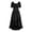 Black, variant on Renaissance Dress Women Puff Short Sleeve Empire Waist Gown Ruched Bust High Low Hemline Maxi Length Party Dress White