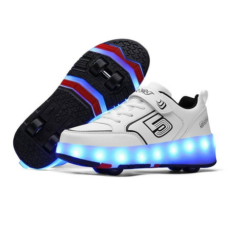 

Kids Shoes with Wheels LED Light Color Shoes Shiny Roller Skates Shoes Simple Kids Gifts Boys Girls The Best Gift for Party Birthday Christmas Day