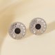 thumbnail image 1 of Geometric Stainless Steel Sun Stud Earrings Silver Black 15x15mm, 1 of 2