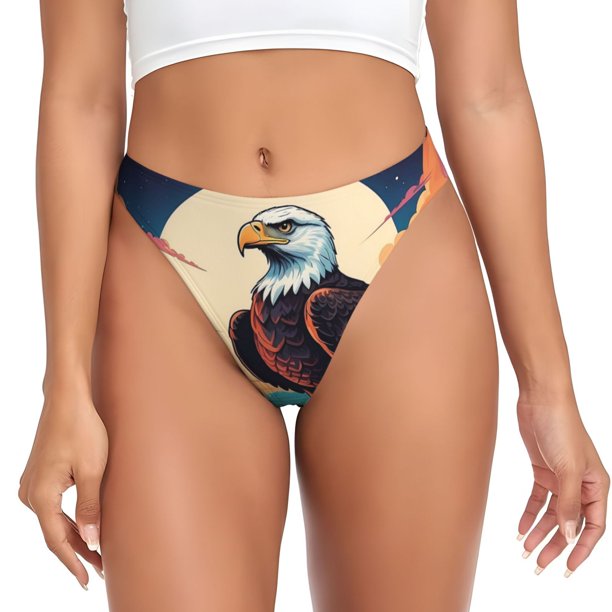 Balery Cartoon Iceberg Bald Eagle Tangas de Algodón para Mujer con Estampado – Ropa Interior Sexy, Transpirable, G-string-XX-Large