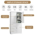 thumbnail image 6 of Ktaxon Tall Bathroom Storage Cabinet with 3 Drawers, Freestanding Kitchen Pantry Cabinet, 3 Doors Bookcase File Cabinet and Bedroom Armoire Wardrobe for Living Room Office Home, White, 6 of 23
