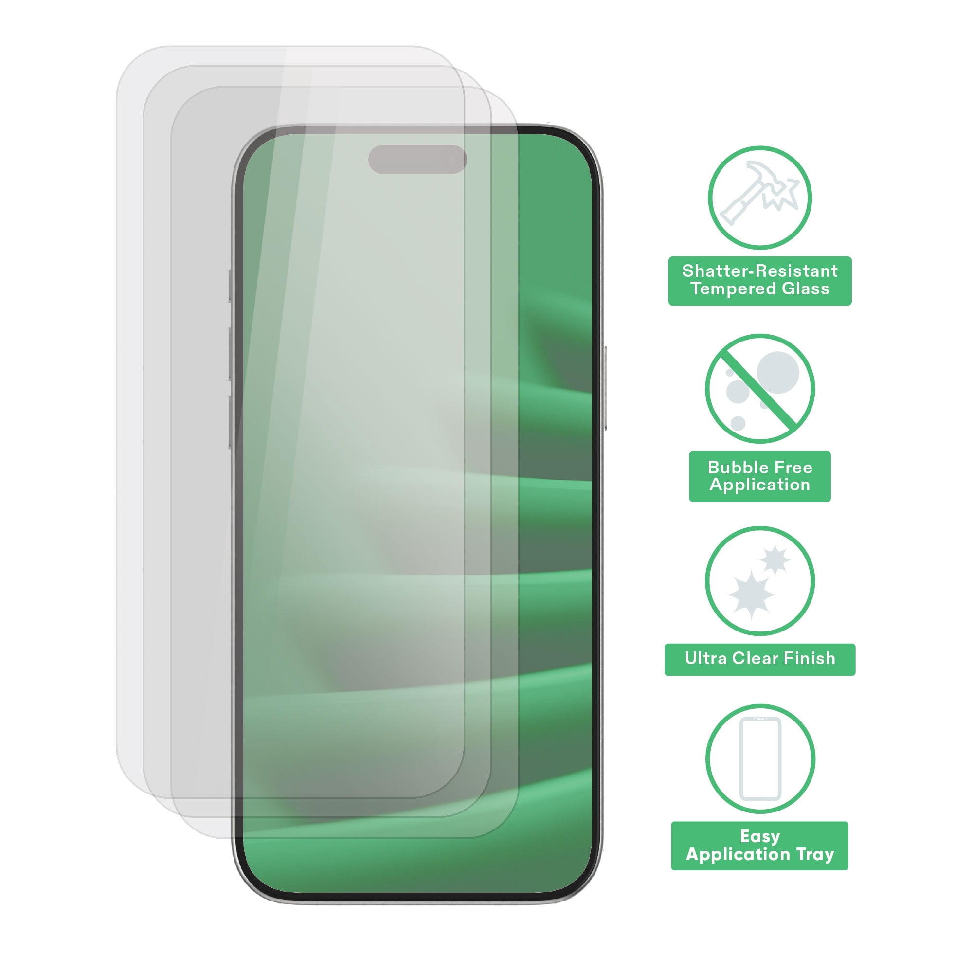 onn Glass Screen Protector for iPhone 18 Pro Max / 17 Pro Max with Easy Application Tray - 3 Pack