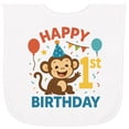 thumbnail image 2 of Inktastic Happy 1st Birthday Monkey Party Theme Baby Terry Cloth Bib, 2 of 3