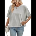 thumbnail image 2 of Camisetas de Verano 2025 para Mujer, Camisetas Lisas, Camisetas Holgadas de Gran Tamaño, Camisetas Básicas, Gris , Talla M, 2 of 6