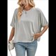 thumbnail image 2 of Camisetas de Verano 2025 para Mujer, Camisetas Lisas, Camisetas Holgadas de Gran Tamaño, Camisetas Básicas, Gris , S, 2 of 6
