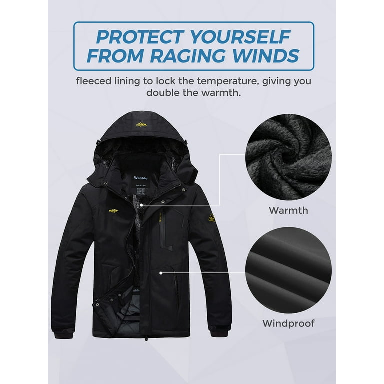 Wantdo Women s Windbreaker Wet Weather Gear Fleece Ski Jacket Waterproof Mountain Jacket US S Blue Small Walmart