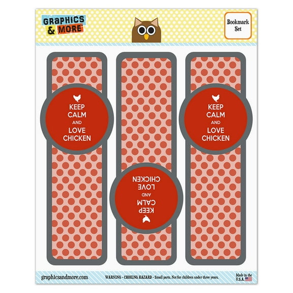 Keep Calm And Love Chicken Glossy Laminated Bookmarks - Set of 3