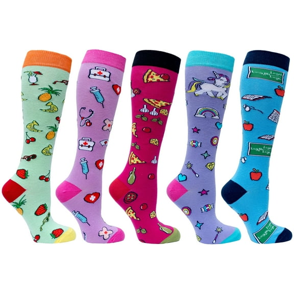 Women's Fun Knee High Socks Set 5-Pack