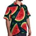 thumbnail image 2 of Watermelon Men's Short Sleeve Hawaiian Shirt, Poplin Casual Printed Button Down, Summer Beach Unisex Shirts, 2 of 6