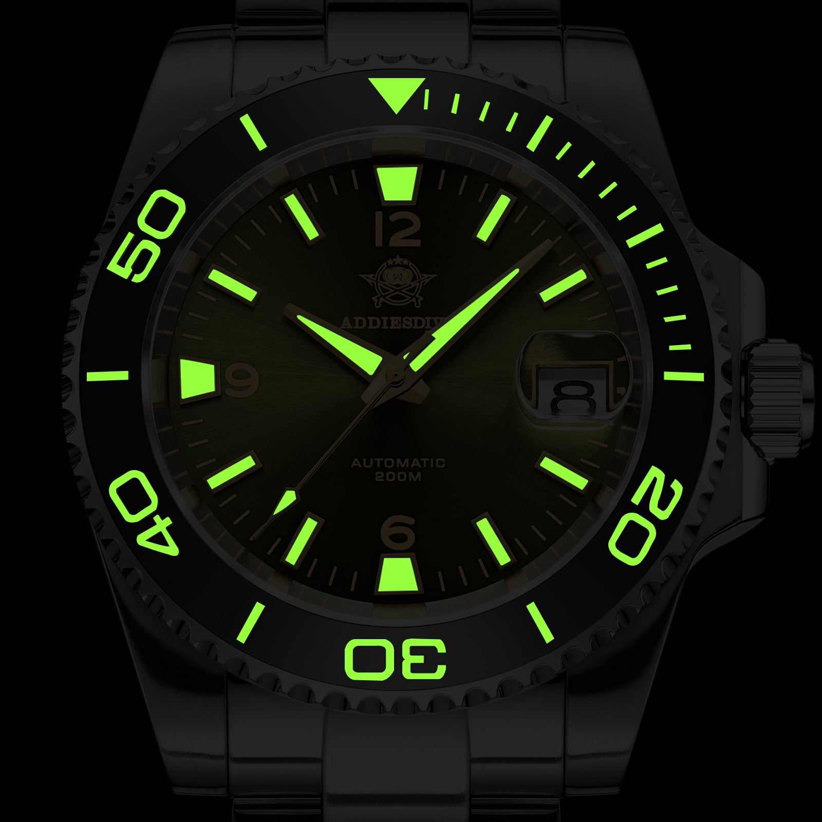 ADDIESDIVE Men's Automatic Diver Watch 200M Waterproof, Japanese Mechanical Movement, Sapphire Crystal & Ceramic Bezel, Super-LumiNova BGW9/C3, Stainless Steel Dive Watch