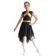 thumbnail image 4 of YiZYiF Kids Girls Sleeveless Liturgical Praise Dance Dress Asymmetrical Worship Tunic with Pants Set Black White 10, 4 of 7