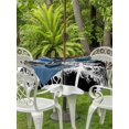 thumbnail image 2 of Outdoor Tablecloth with Umbrella Hole and Zipper, Christmas Black Round Table Cloth 60 Inch Waterproof Tablecloth, White Xmas Tree Elk Winter Snowflake Picnic Table Cover for Patio Camping, 2 of 7