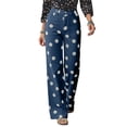 thumbnail image 2 of Bexdxz Women's Casual Wide Leg Jeans with Large Polka Dot Print Dark Blue L, 2 of 6