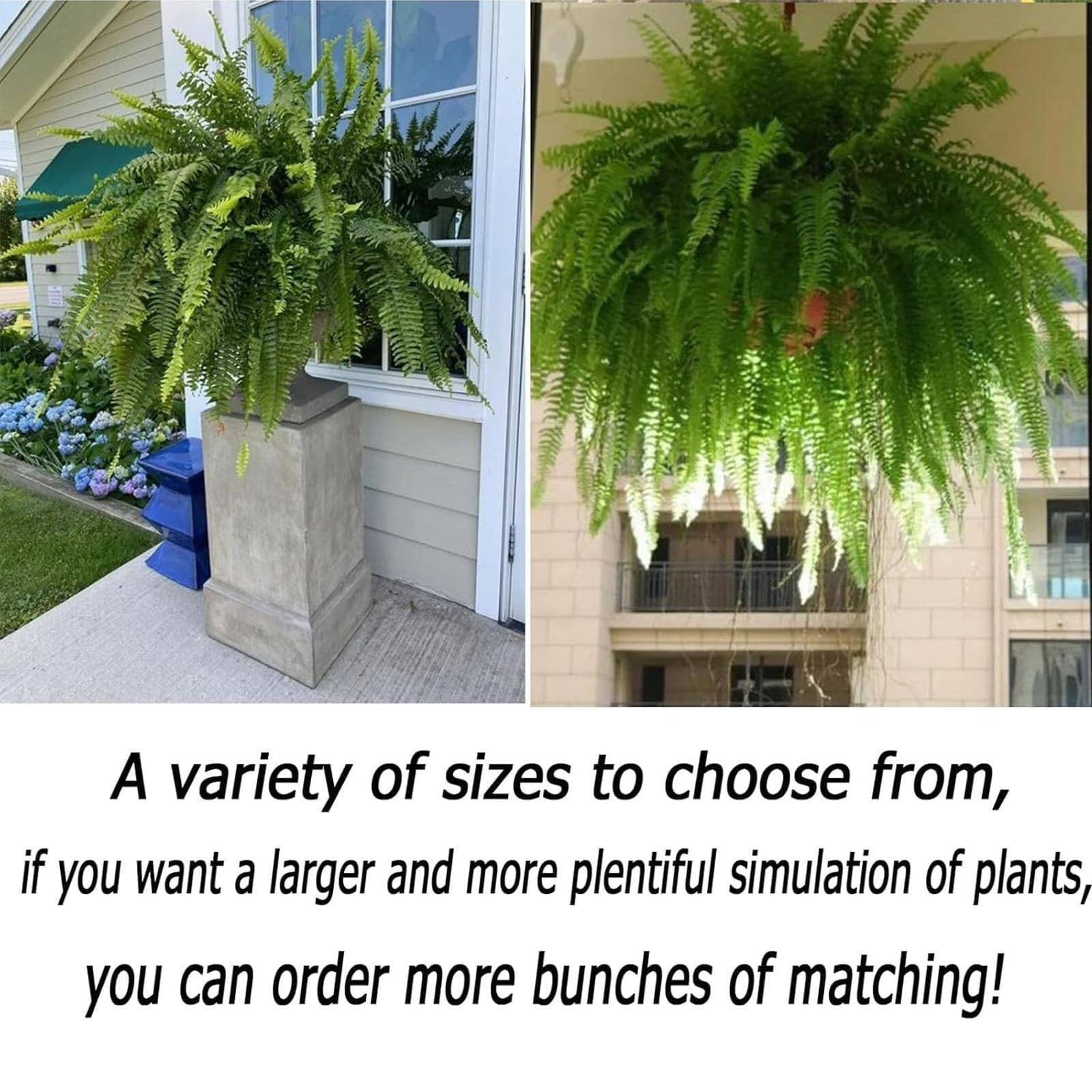 Liulin 2Pcs Artificial Ferns for Outdoors, Artificial Boston Fern Bush with 21 Fronds, Realistic Fake Ferns for Home Garden Porch Decor, Faux Ferns for Outdoor Planter, Ferns Artificial Plants, 24"