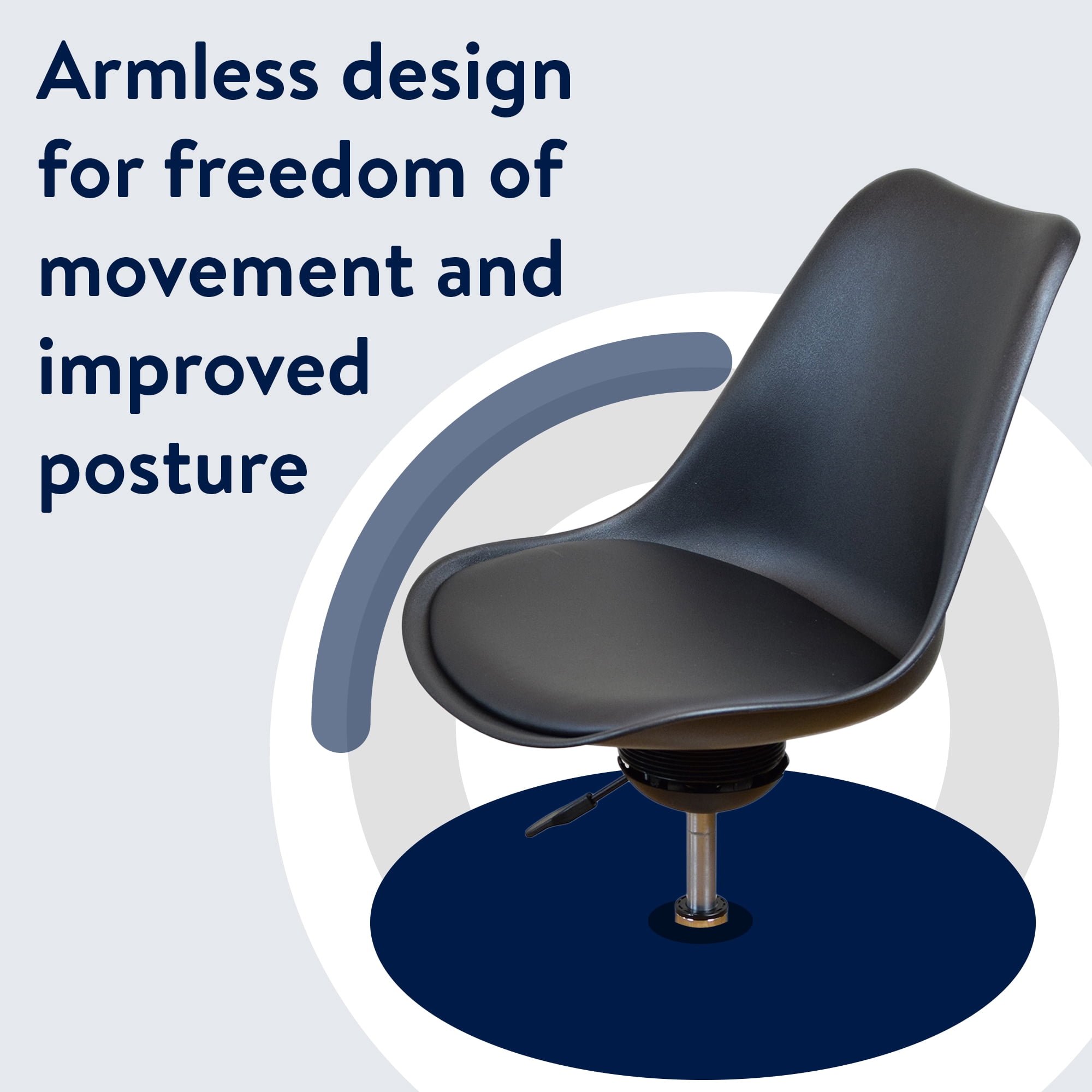 Active Task Chair with Wheels – Armless Ergonomic Desk Chair with Balance Seat, Adjustable Tall Office Chair for Standing Desk or Home Office