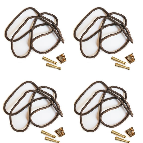Blank Bolo Tie Kit Standard Slide Ridge Tip Goldtone Parts Brown Cord Pk/4