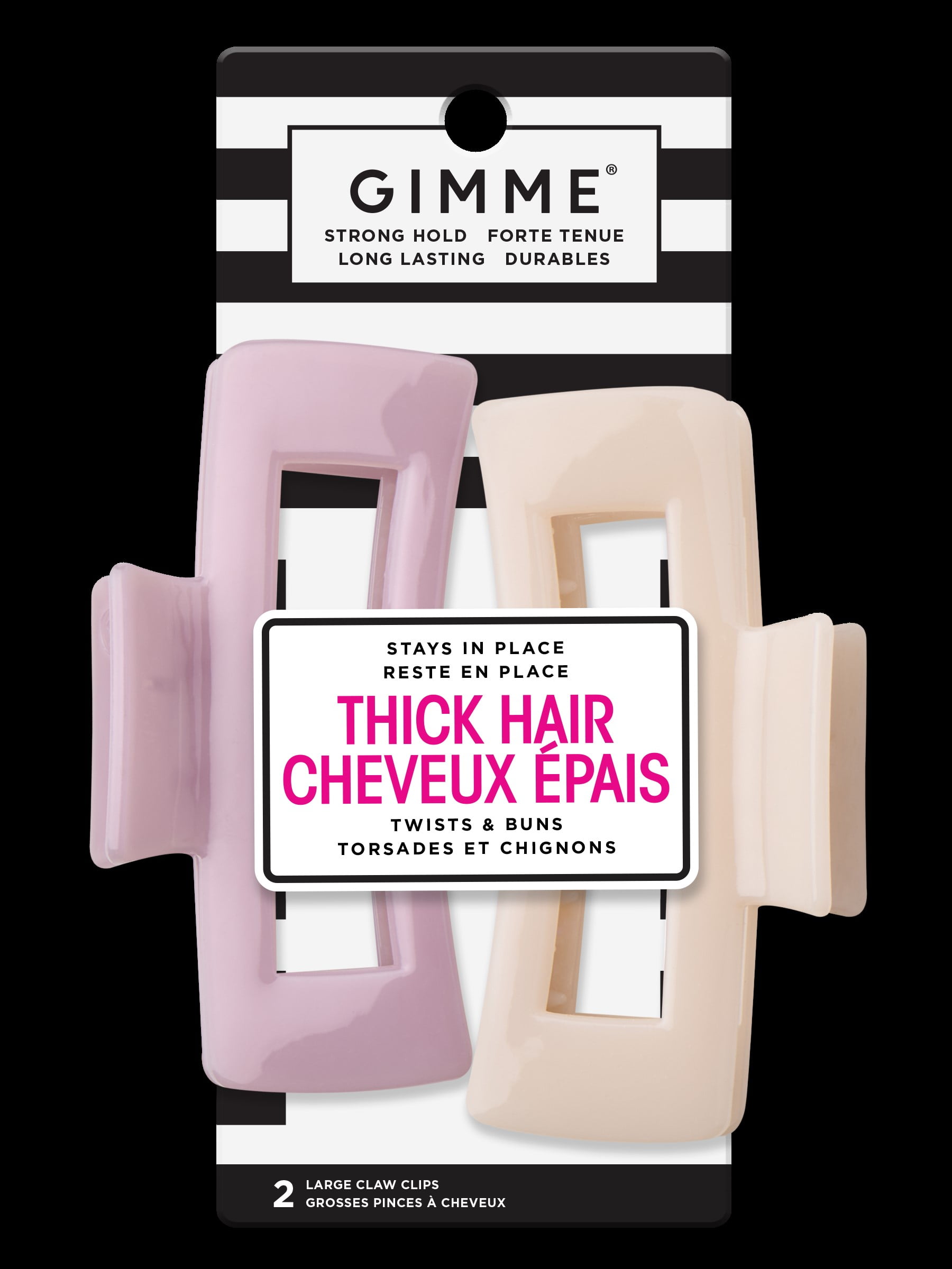 Gimme Pinces à Cheveux Rectangulaires, Violet & Crème, 2 Cpt Pinces à griffes, violettes et crème, 2 un