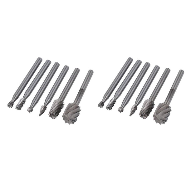 Scienceny 6 Pieces Rotary Burr Grinder High-speed Replacement Steel Engraving Head Grinding Polishing Woodworking DIY Files for Type2 NO2