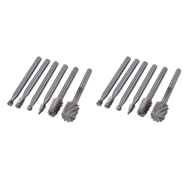 Scienceny 6 Pieces Rotary Burr Grinder High-speed Replacement Steel Engraving Head Grinding Polishing Woodworking DIY Files for Type2 NO2