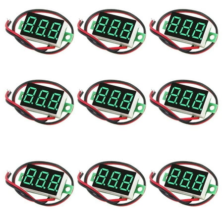 

9Pcs Voltage Meter 2 Wire DC 0-32V with 3 Digit Panel LED Display Panel Mount Car Motorcycle Battery Monitor (Green)