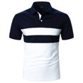 thumbnail image 1 of Birdeem T-Shirt Décontracté à Manches Courtes Patchwork Col Rabattu pour Hommes, 1 of 10