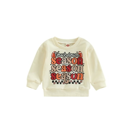 

JYYYBF 0-4Years Infant Toddler Baby Girl Boy Outfits Football Season Romper Sweatshirt Long Sleeve T-Shirt Bodysuit Tops Beige Sweatshirt 3-4 Years